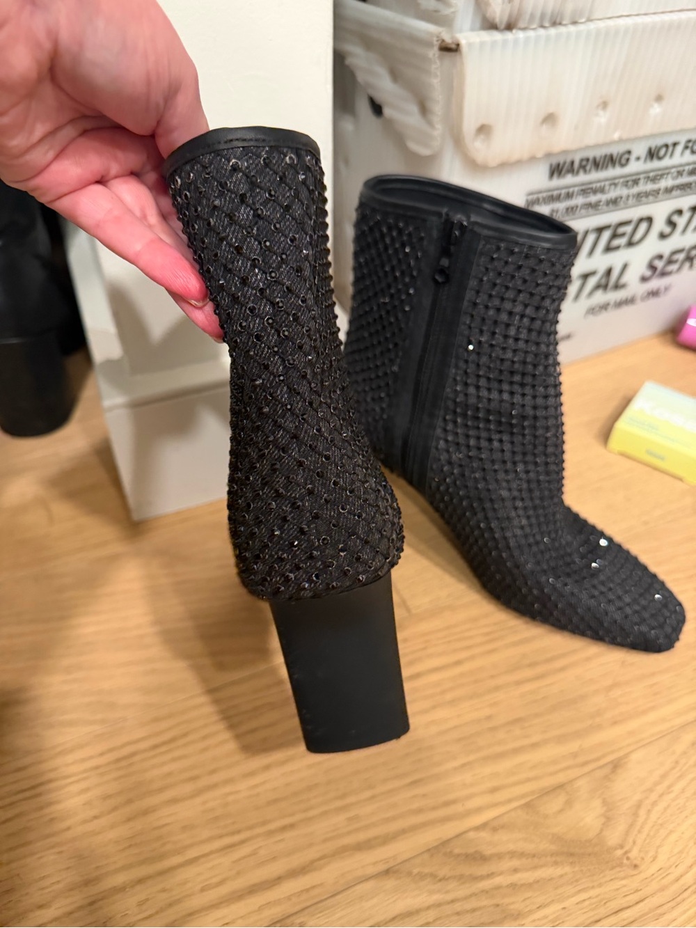 rag & bone Black Crystal-Studded Ankle Boots - Picture 3 of 4